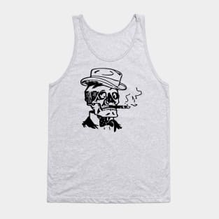 Skeleton Skull Top Hat Smoking Cigar Tank Top